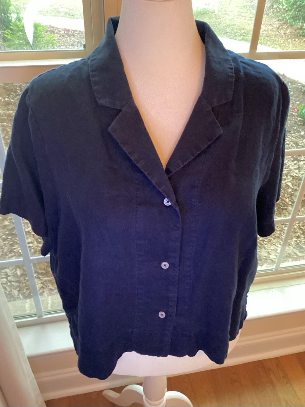 Quince Navy Short-Sleeve Button Down Shirt